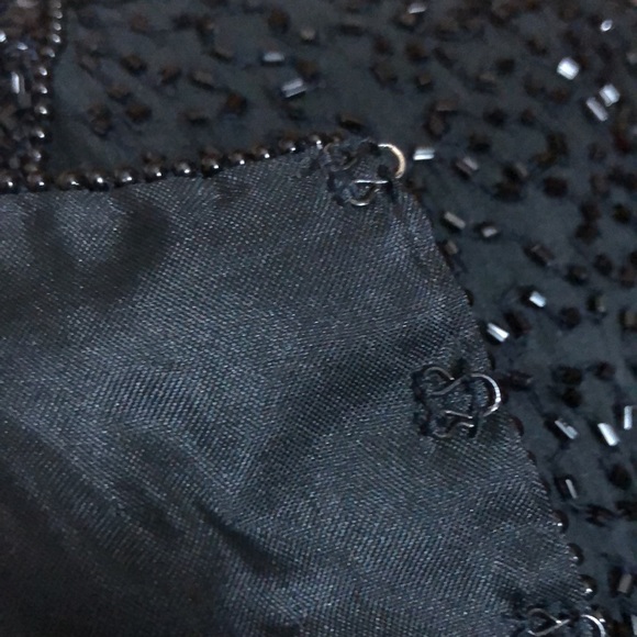 Vintage Y2K STENAY Size Small Beaded Silk Evening Top Blazer Ink Black Elegant - Picture 9 of 16